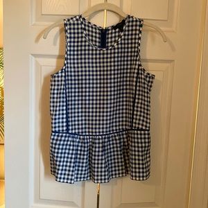 J. Crew silk blue gingham peplum top. Size 0